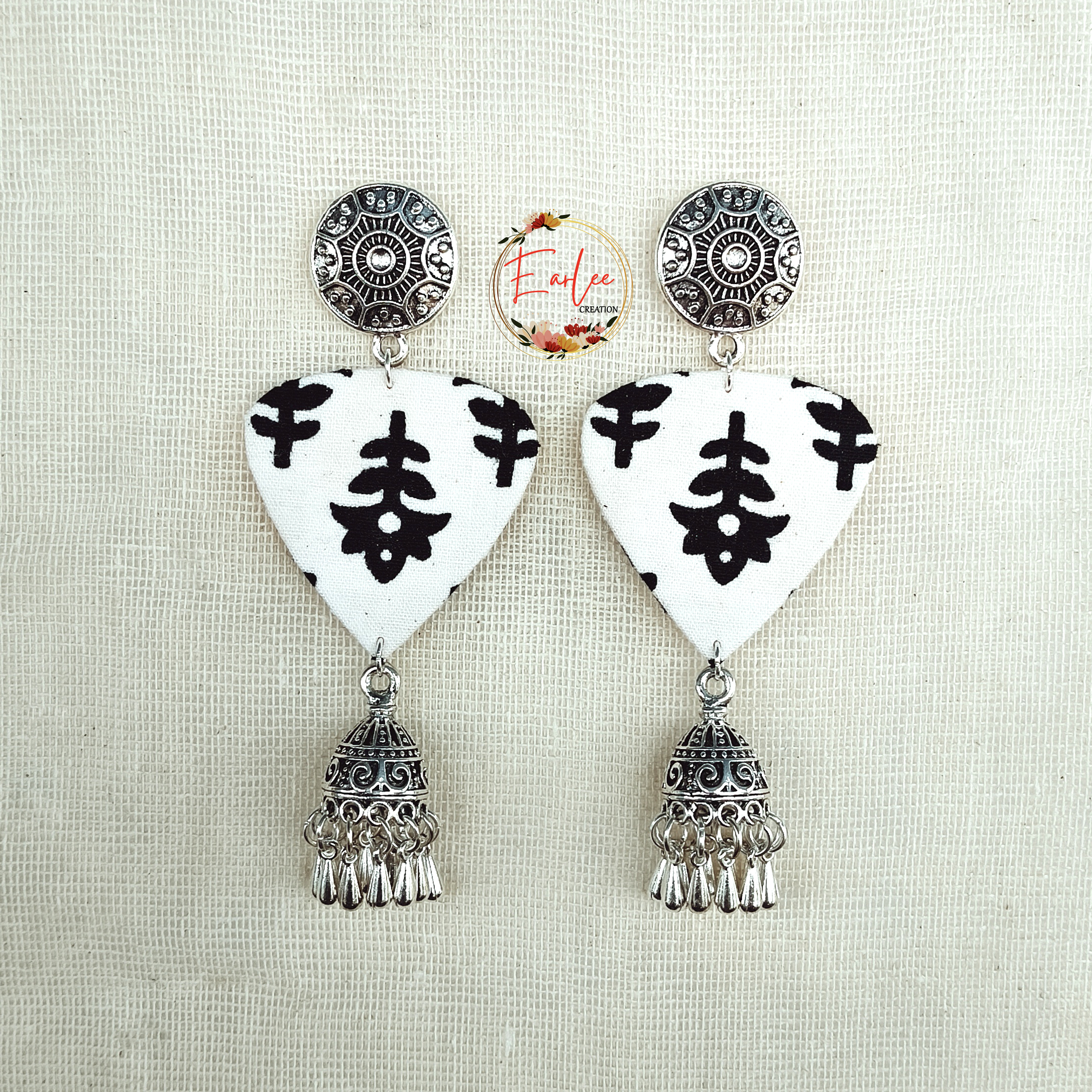 Monochrome Fabric Jhumka