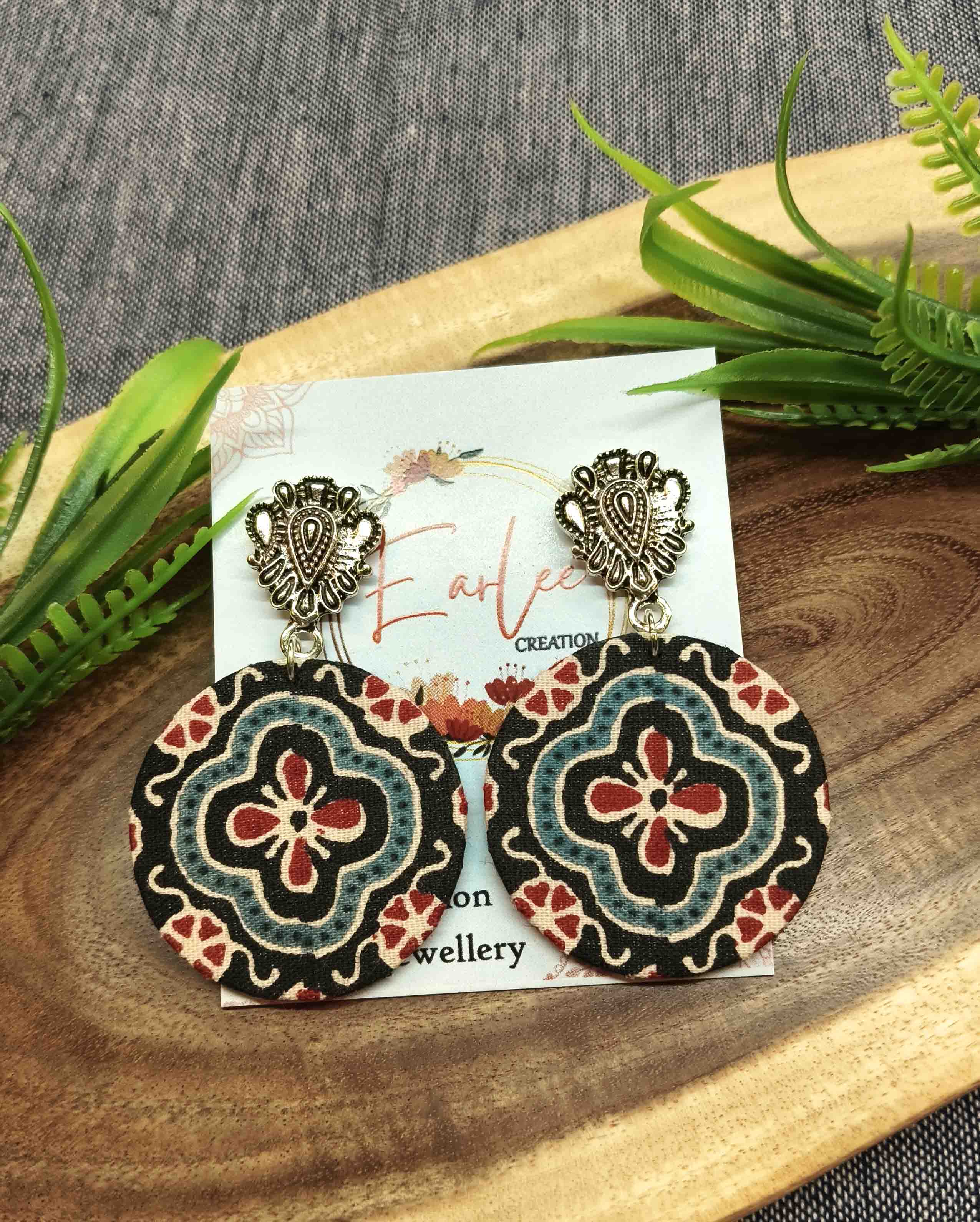 Maya Mandala Print Statement Earring